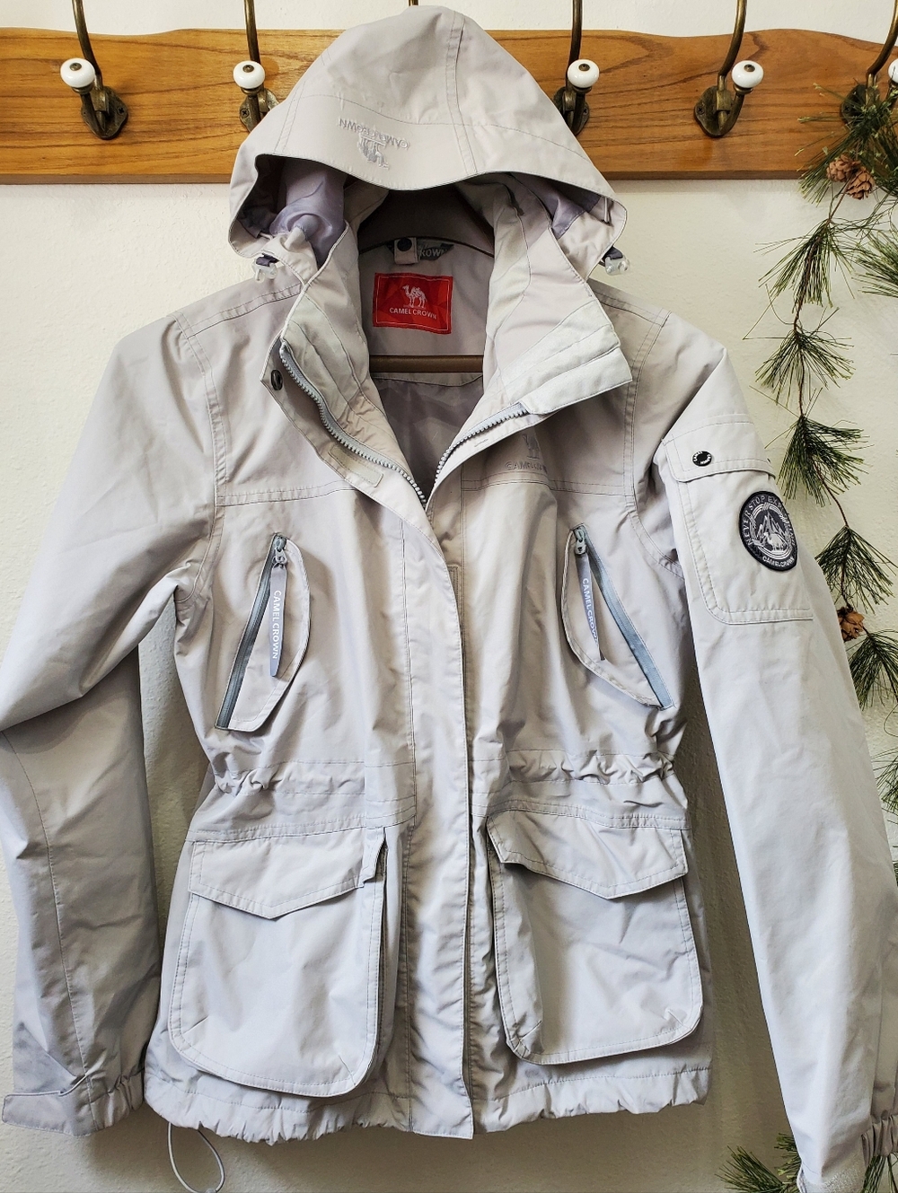 CAMEL CROWN Waterproof Shell Jacket Windbreaker Light Gray